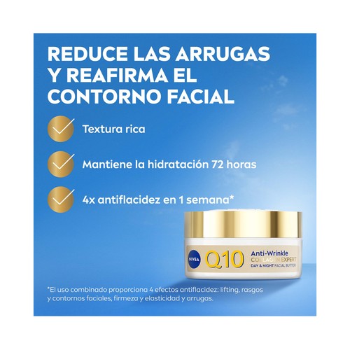 NIVEA Q10 Collagen expert Crema facial de día y noche con acción antiarrugas 50 ml. 