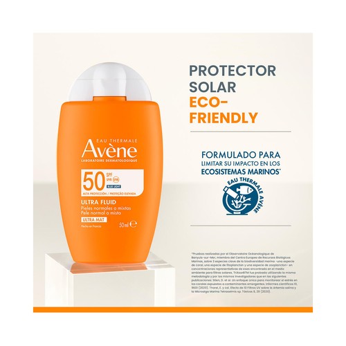 THERMALE AVÉNE Fluido solar matificante con FPS 50+ (muy alto), para pieles normales a mixtas 50 ml.