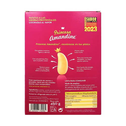 PRINCESA AMANDINE Patatas a las hierbas provenzales 450 g.