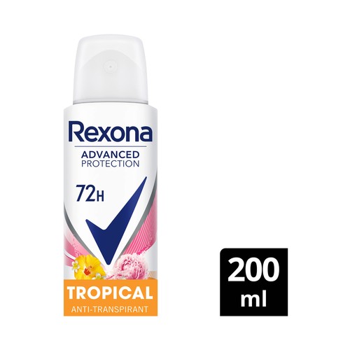 REXONA Advanced protection Desodorante en spray para mujer con protección antitranspirante hasta 72 horas 200 ml.