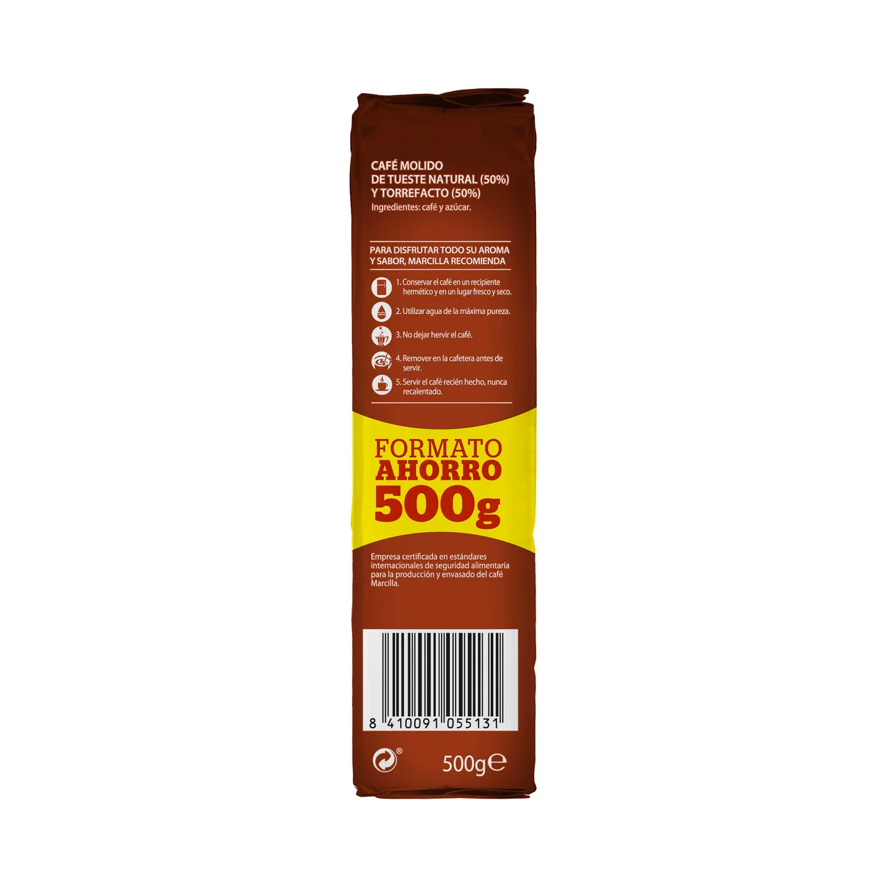 Gran aroma Café molido mezcla, tueste natural (50%) y torrefacto (50%) 500 g.