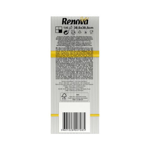 RENOVA Gold Servilletas de papel (39 x 39 cm) deschables, blancas y de 2 capas 40 uds.