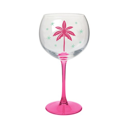 Copa gin tonic 63 cl decoración palmeras rosas. ACTUEL