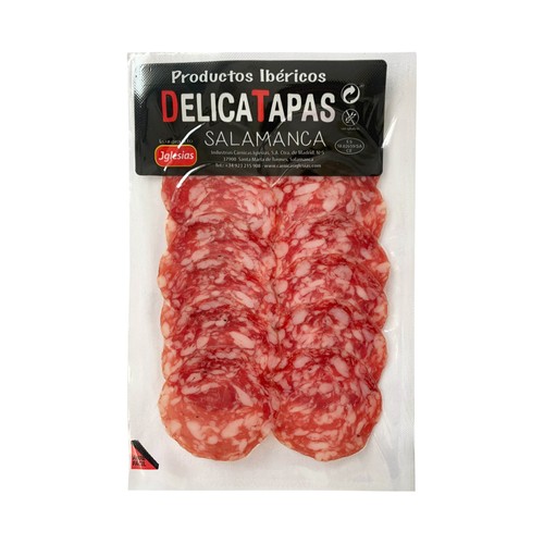 DELICATAPAS Salchichón ibérico extra, elaborado sin gluten y cortado en lonchas 40 g.