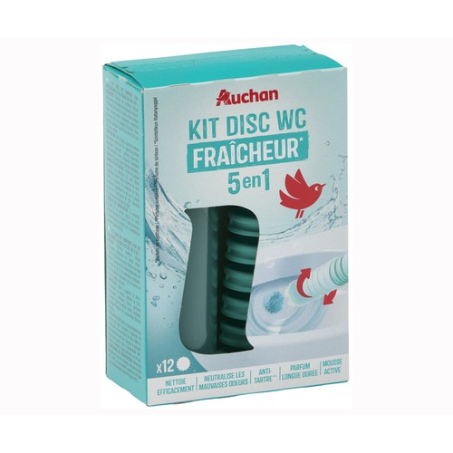 AUCHAN Ambientador WC aparato + discos, efecto frescura - 12 uds.