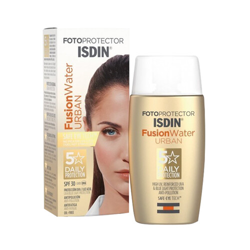 ISDIN Protector solar facial con efecto anti fatiga y FPS 30 (medio) ISDIN Fusion water urban 50 ml.
