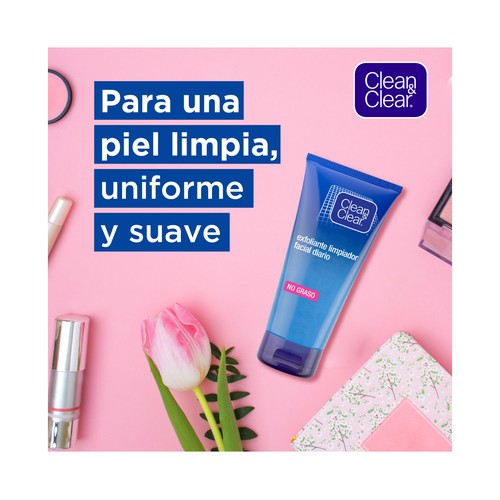 CLEAN & CLEAR Gel exfoliante facial no graso, de uso diario, para pieles sensibles 150 ml.