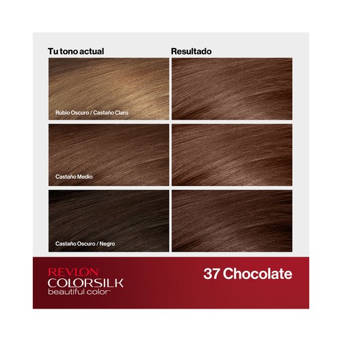 REVLON Colorsilk tono 37 Castaño dorado oscuro Coloración permanente sin amoniaco.