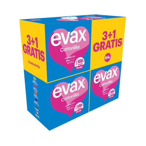 EVAX Compresas normales con alas EVAX Cottonlike 4 x 16 uds.
