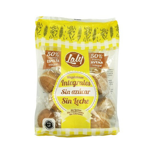Magdalenas integrales, sin azúcar, sin leche LALY 440 g.