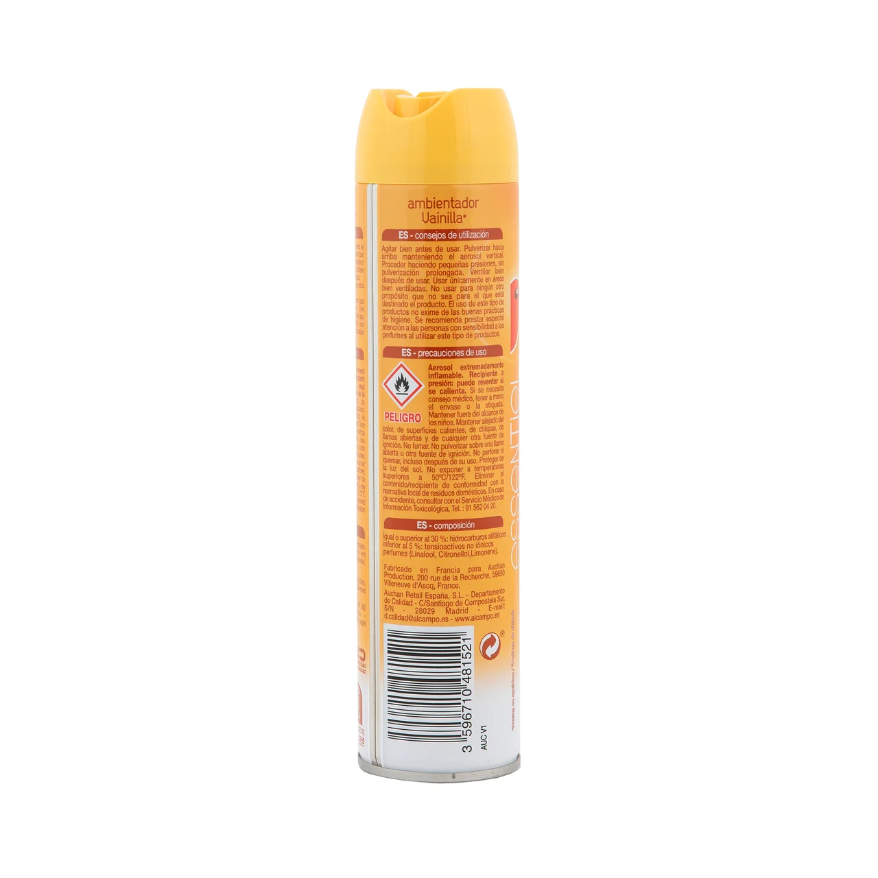 PRODUCTO ALCAMPO Ambientador en spray con aroma a vainilla 300 ml.