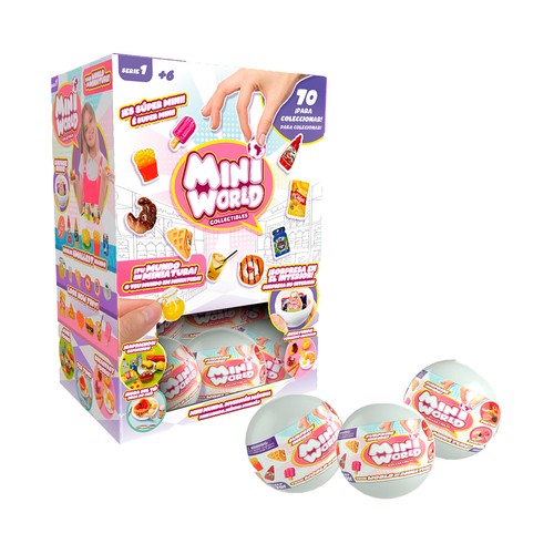 Bizak Mini World Playset Supermercado, Set de Juego Coleccionable con Mini Productos, Incluye 10