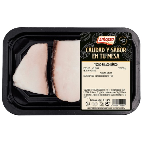EMCESA Tocino salado de cerdo ibérico 250 g.
