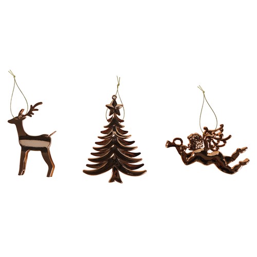 Colgante 3D Cobre Brillante con forma de Pino/Angel/Reno modelos surtidos para decorar Árbol de Navidad, ACTUEL