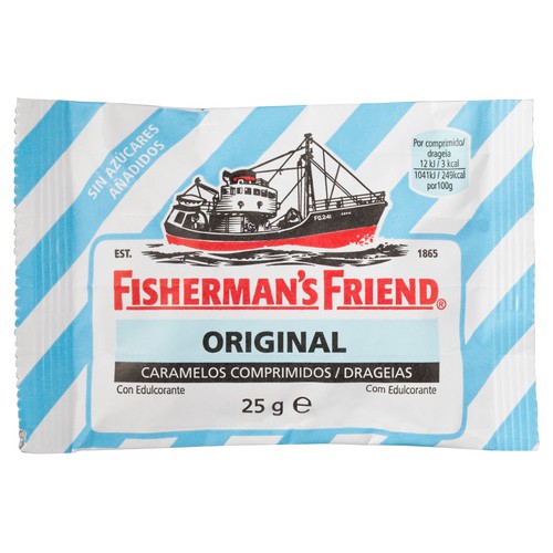 FISHERMAN`S FRIEND Caramelo comprimido sabor menta extra fuerte, sin azúcar 25 g.