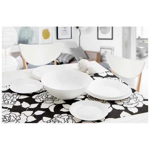 Plato hondo redondo de vidrio color blanco, 23,5cm., Harena LUMINARC.