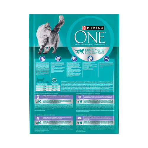 PURINA ONE Pienso rico en pollo y cereales integrales tratamiento bolas de pelo PURINA ONE saco 1,5 kg.