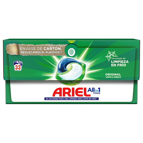 Detergente en cápsulas ARIEL 3 en 1 original 33 uds.
