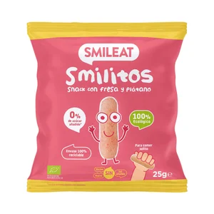 SMILEAT Smilitos Snack infantil con fresa y plátano de origen 100% ecológico 25 g.