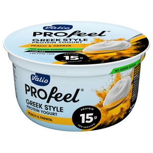 VALIO Profeel Yogur proteico estilo griego con melocotón y papaya 160 g.