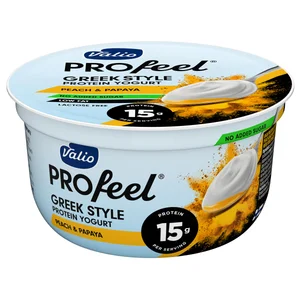 VALIO Profeel Yogur proteico estilo griego con melocotón y papaya 160 g.