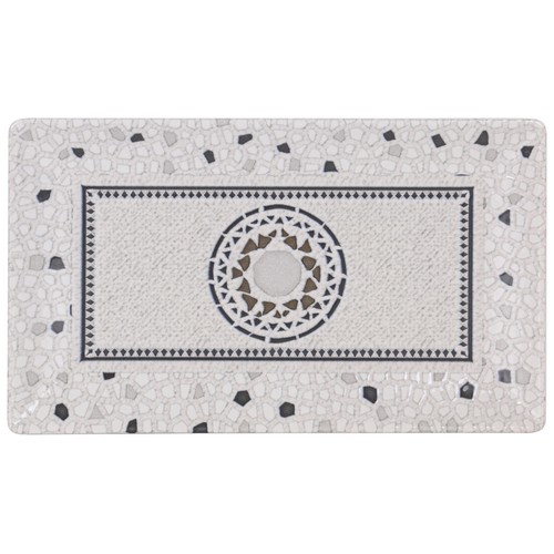 Fuente rectangular 25x15cm. fabricada loza con diseño en mosaico en tonos naturales, Barroc Elite LA MEDITERRÁNEA.