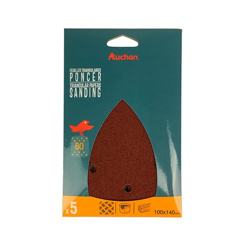 Pack de 5 discos abrasivos para metal 80g, AUCHAN