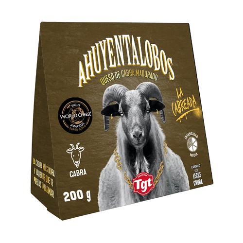 AHUYENTALOBOS Queso de cabra curado cuña 200 g.