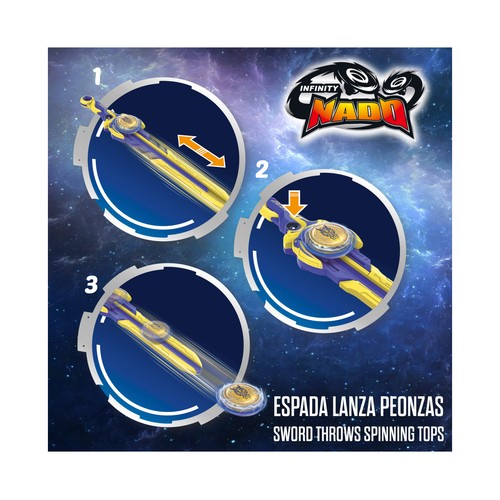 Play Set 2 Espadas lanza peonzas con estadio, Infinity +5 Años COLOR BABY
