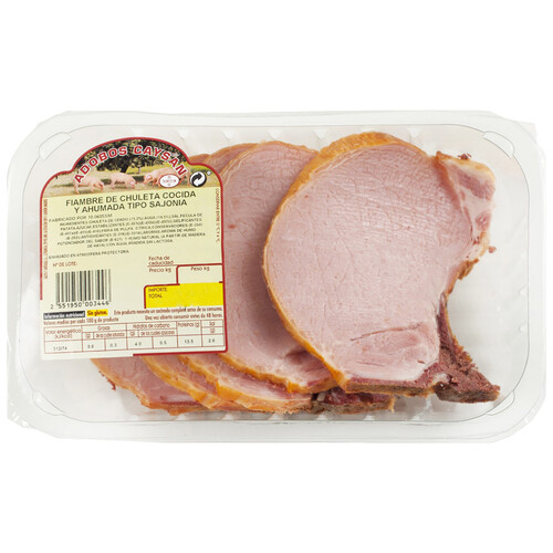 Bandeja con chuletas de fiambre de cerdo cocidas y ahumadas tipo Sajonia CAYSAN