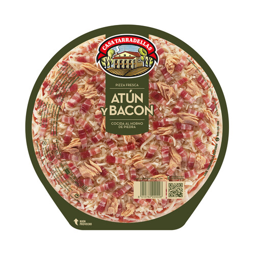 CASA TARRADELLAS Pizza fresca de atún y bacon cocida al horno de piedra CASA TARRADELLAS 405 g.