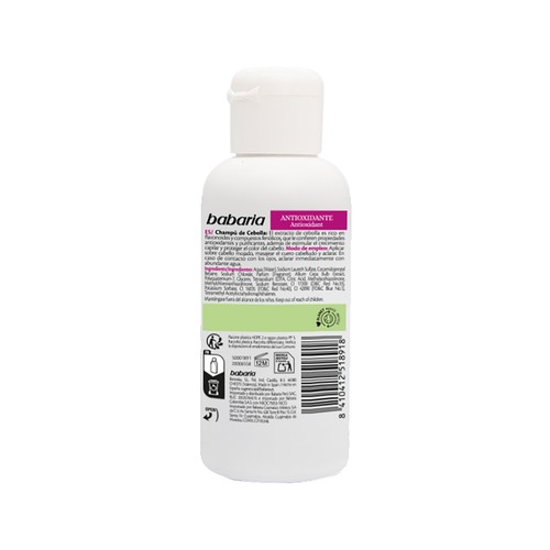 BABARIA Champú de cebolla (sin olor a cebolla) fortificante y antioxidante 100 ml.