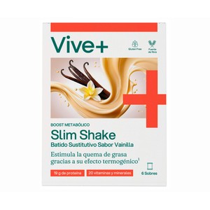VIVE+ SALUD Y VIDA Batido sustitutivo sabor vainilla, con extracto té verde y guaraná VIVE + SALUD Y VIDA 180 g.
