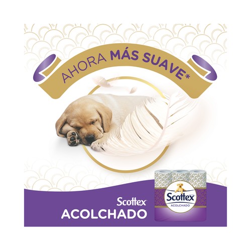 SCOTTEX Acolchado Papel higiénico de triple capa 9 rollos.