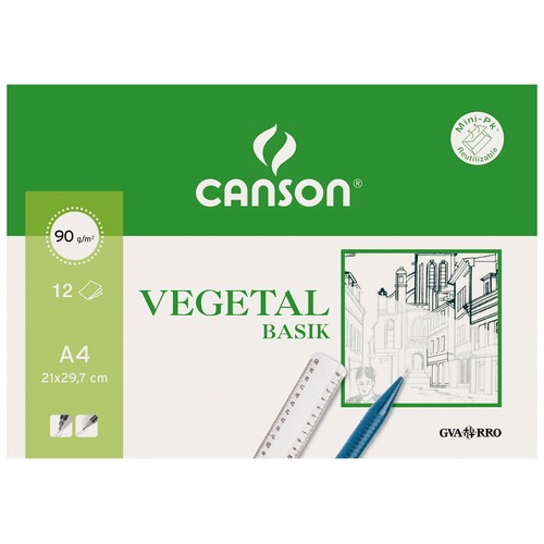 Bloc de dibujo de tamaño DIN-A4 apaisado, con 12 hojas papel vegetal (cebolla) de 90 g CANSON