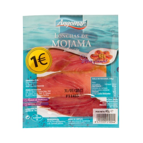 ANGOMAR Mojama en lonchas 40 g.
