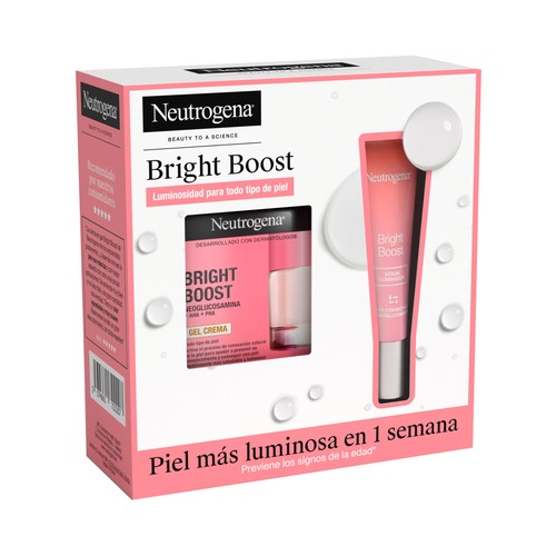 NEUTRÓGENA Bright boost Estuche con crema de día hidratante e iluminadora y sérum iluminador.