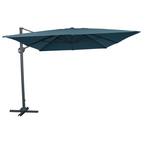 Parasol jardín de poliéster y aluminio GARDENSTAR de 360º 3x4x2,6m, color azul