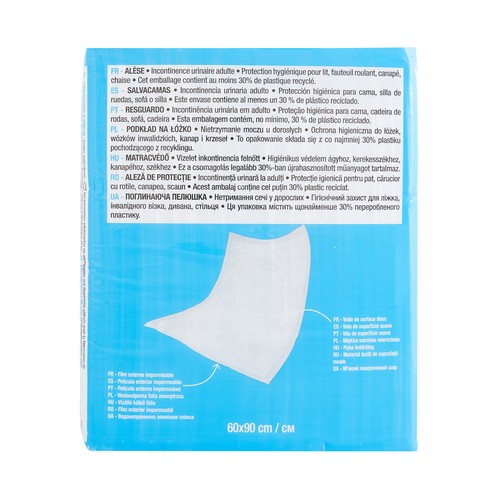 PRODUCTO ALCAMPO Protectores de cama (empapadores) de 60 x 90 cm 20 uds.