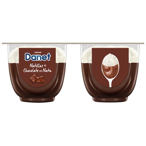 DANET de Danone Natillas de chocolate con cremosa nata 4 x 100 g.