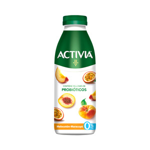 ACTIVIA Bífidus líquido para beber, 0% materia grasa y con melocotón y maracuyá ACTIVIA de Danone 515 ml.