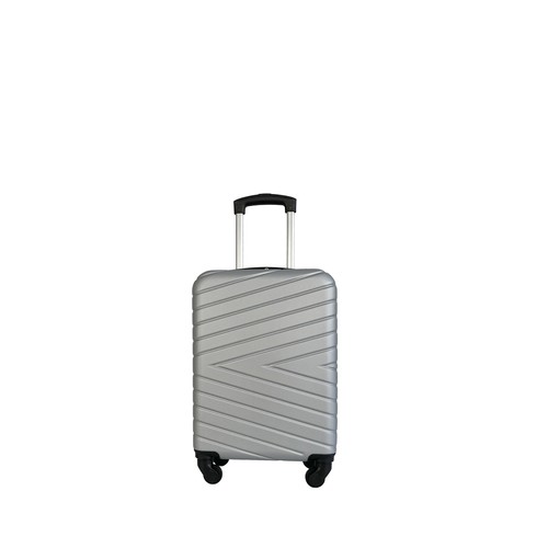 Maleta de cabina rígida de color plata de 50 cm y 4 ruedas ABS, AIRPORT ALCAMPO Diago.