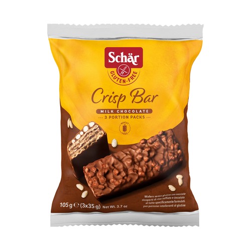 SCHÄR Barrita crujiente de chocolate con leche 105 g.