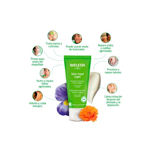 WELEDA Skin food light Crema nutrición intensa de textura ligera, para cara y cuerpo, ideal para pieles secas 75 ml.