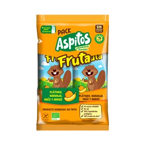 ASPITOS Snakcs infantiles ecológicos, horneados, de plátano, naranja, maíz y arroz 4 uds.