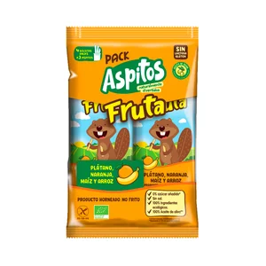 ASPITOS Snakcs infantiles ecológicos, horneados, de plátano, naranja, maíz y arroz 4 uds.
