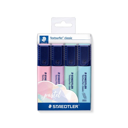 Pack de 4 marcadores fluorescentes de colores pastel, STAEDTLER TEXTSURFER.