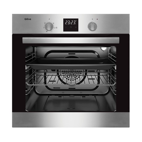 Horno pirolítico QILIVE Q-6913, capacidad: 65 Litros, A: 59,5cm, H: 59,5cm, F: 56,5cm.