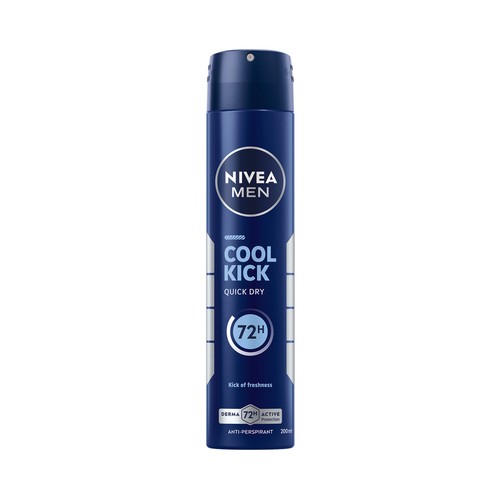 NIVEA Men cool kick Desodorante en spray para hombre anti-transpirante hasta 72 horas 200 ml.