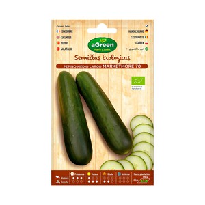 Imagen de Semillas ecológicas para sembrar pepinos de la variedad Marketmore 70 HA-HUERTO Y JARDÍN.